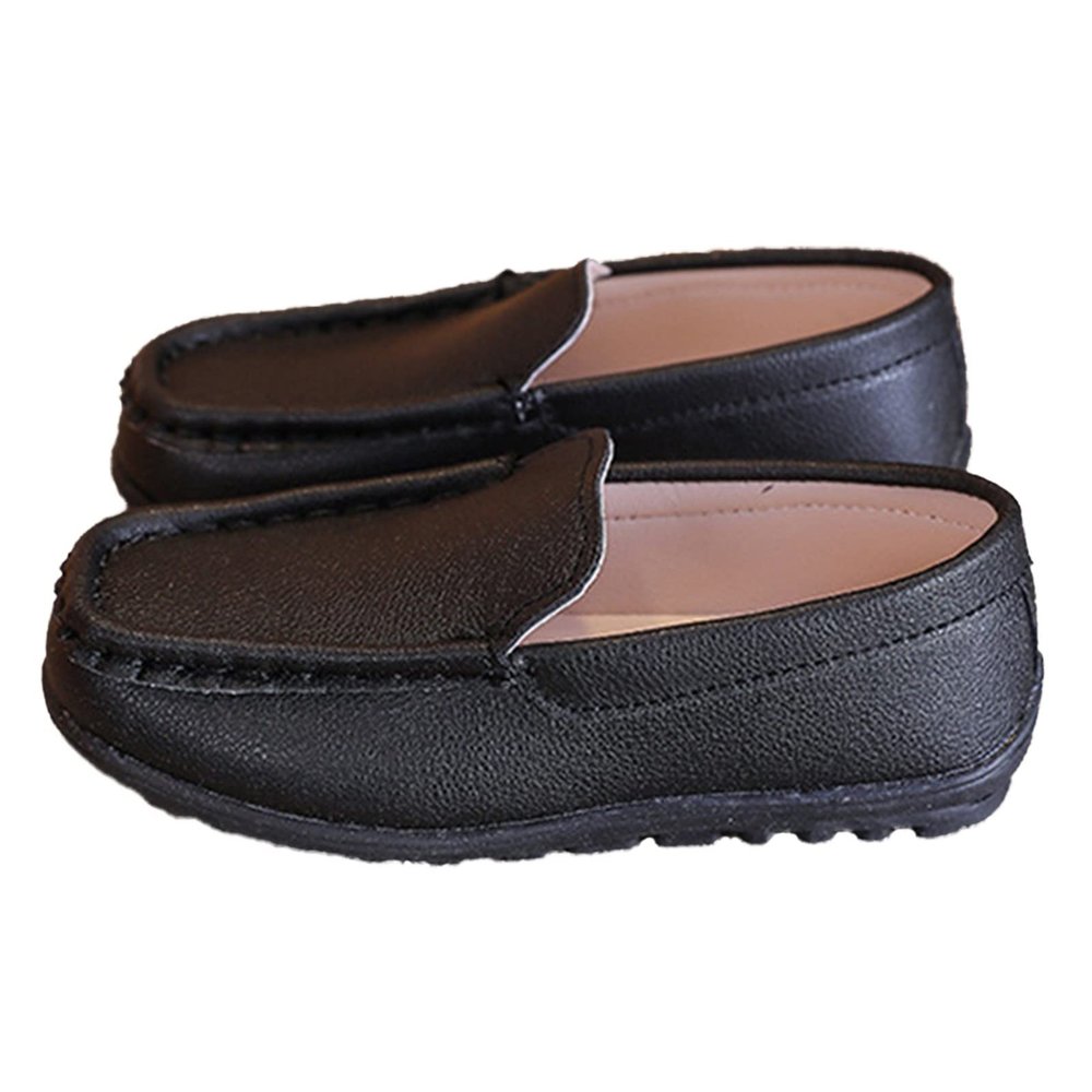 Autumn Loafers Kids Boy Casual Shoes Flat Bottom Soft Non Slip Slip On Dress Shoes Comfortable Boots for Toddler (Black, 2-2.5 Years Toddler)