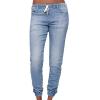 Maiyifu-GJ Women's Elastic Waist Denim Joggers Jeans Casual Drawstring Stretch Jeans Skinny Workout Jean Trousers Leggings (Light Blue 1,X-Large) view 1