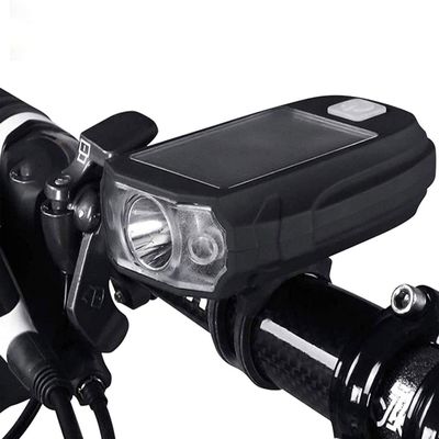BUZZNN Bike Lights Front, Solar/USB Rechargeable Bicycle Lights, 3 Modes, Waterproof, Super Bright LED Bike Lights for Night Riding, Black