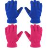 Geyoga 2 Pairs Kids Fleece Gloves Full Finger Winter Warm Gloves Cold Weather Mittens for Boy Girl (Royal Blue, Rose Red, Large,10-15 Years) view 1