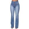 Women's Vintage Classic Flared Jeans Retro Button Up Bell Bottom Denim Pants High Waist Boot Cut Jean Trousers (Blue,X-Large) view 1