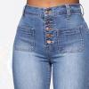 Women's Vintage Classic Flared Jeans Retro Button Up Bell Bottom Denim Pants High Waist Boot Cut Jean Trousers (Blue,X-Large) view 3