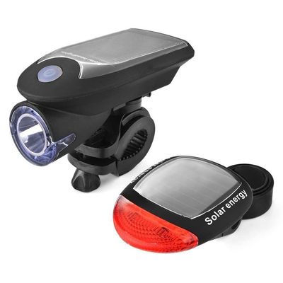 BUZZNN Bike Light Set, Bike Lights Front and Back, Solar/USB Rechargeable Bicycle Lights, Waterproof, Super Bright LED Bike Lights for Night Riding, Black