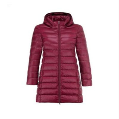 VSOLS Ladies Winter Jacket Hooded Detachable Ladies Slim Fit White Duck Down Coat Ladies Portable Long Down Coat (Color : Red1, Size : XL-Large)