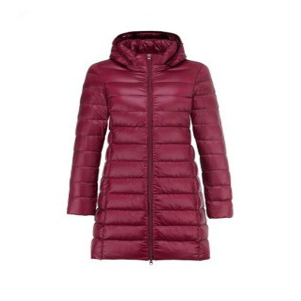 VSOLS Ladies Winter Jacket Hooded Detachable Ladies Slim Fit White Duck Down Coat Ladies Portable Long Down Coat (Color : Red1, Size : XL-Large)
