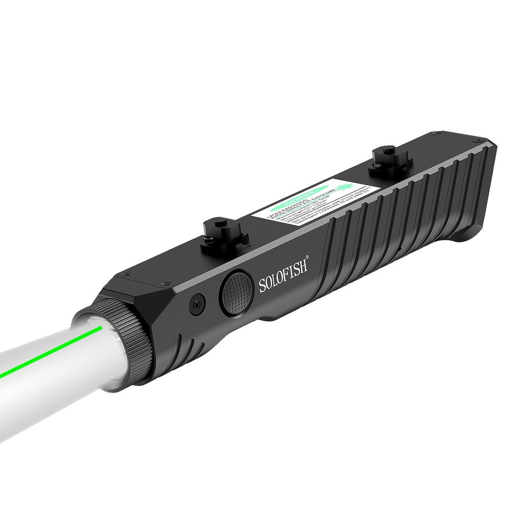 Solofish 1450 Lumens Tactical Flashlight with Green Laser Sight is Compatible with Mlok Rail, Magnetic Rechargeable Laser Light Combo
