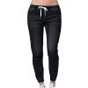 Maiyifu-GJ Women's Elastic Waist Denim Joggers Jeans Casual Drawstring Stretch Jeans Skinny Workout Jean Trousers Leggings (Black 1,4X-Large) view 1