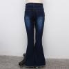 Women 5 Button Bell Bottom Jeans Classic Destroyed Raw Hem Denim Pants Ripped Distressed High Waisted Flared Jean (Dark Blue,Small) view 3