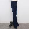Women 5 Button Bell Bottom Jeans Classic Destroyed Raw Hem Denim Pants Ripped Distressed High Waisted Flared Jean (Dark Blue,Small) view 4