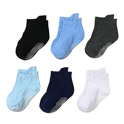 6 Pairs Baby Booties Socks 1-3 Socks Years Color Knitted Old From For Children Socks Non-slip Toddlers Kids Sock