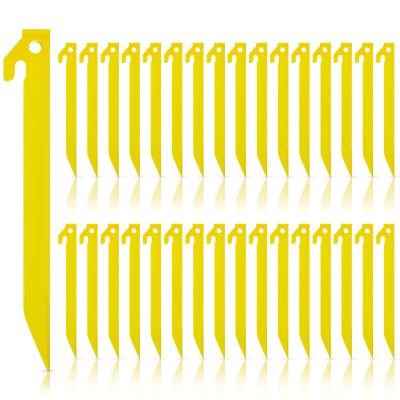 Deekin 50 Pcs Plastic Tent Stakes 9 Inch Heavy Duty Tent Pegs Spike Hook Stakes for Summer Beach Garden Decorations Camping Outdoor Lawn Tarp (Yellow)