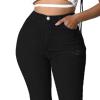 Bell Bottom Jeans for Women Ripped High Waisted Flared Denim Pants Classic Hole Retro Skinny Jean Trousers (Black,Small) view 3