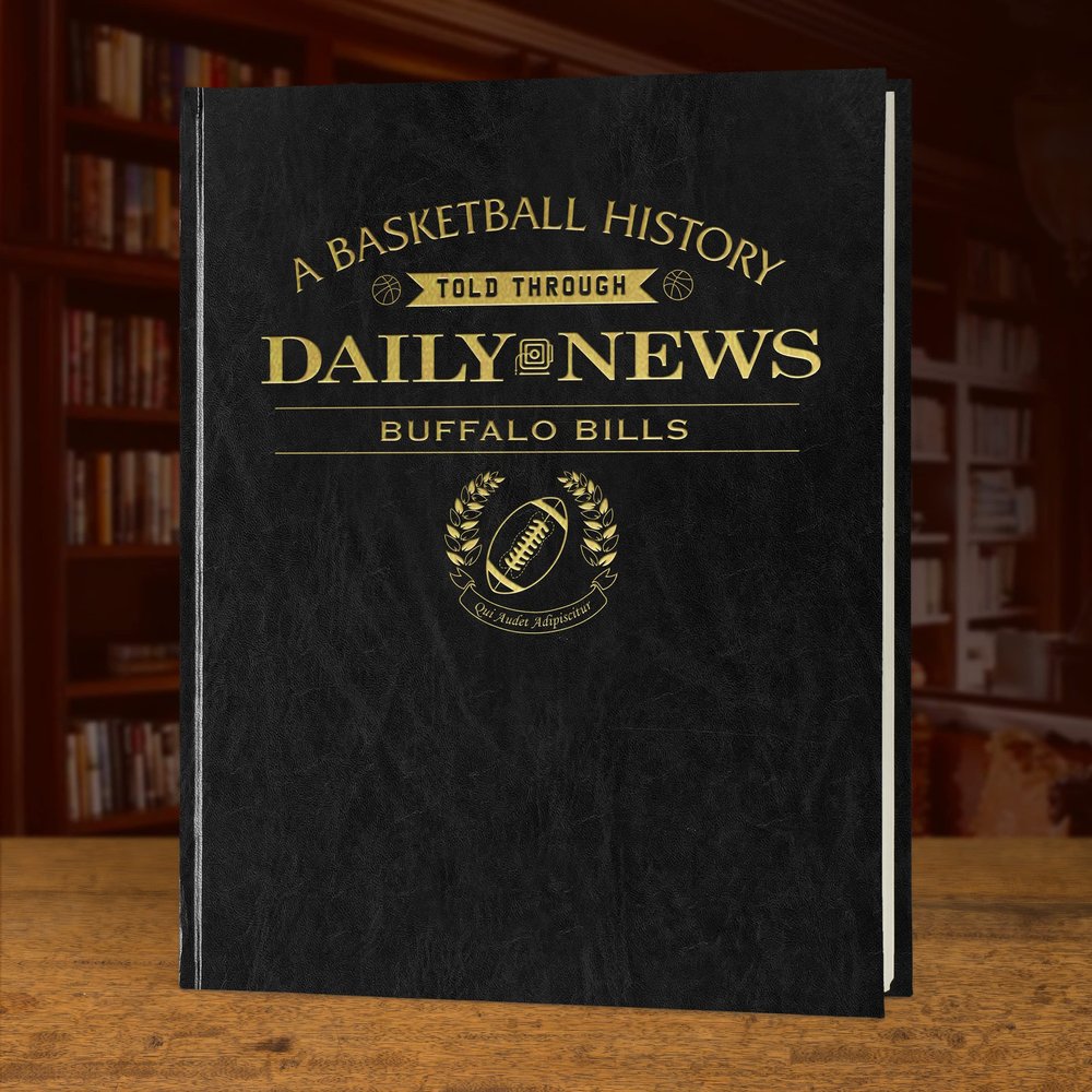 Signature gifts Buffalo Football History Book - Sports Fan Gift - A Pro Football History Told Through Newspaper Archive Coverage - Last Minute Gift - Bills Black