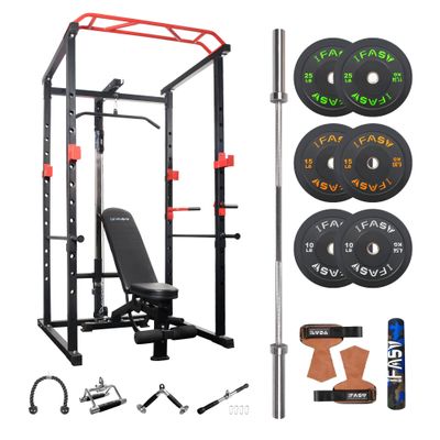 Power Cage with Lat Pulldown 1000 LBs Capacity Power Rack Weight Cage for Men Women Strength Training Powerlifting Home Gym Equipment