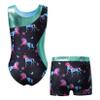 Moggemol Kids Girls Shiny Metallic Sleeveless Ballet Gymnastics Leotards with Shorts Outfits for Figure Skating Dance Dark 8 Years view 2