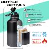 Half Gallon Insulated Water Bottle - with Straw & Spout Lid, Paracord Handle & Carrier Bag, Protective Cup Mat, 64oz Vacuum Stainless Steel Water Bottle, Metal Vacuum Flasks Keep Cold 48h Hot 24h view 3