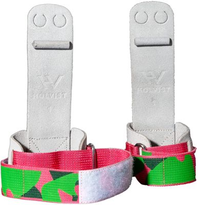 HOLVIST Gymnastics Grips | Leather Made Dowel Gymnastic Grips | Gymnastics Grips for Girls 10-12 | Hook & Loop Gymnastics Grips for Girls 7-9 | 2 Hole Womens Gymnastics Hand Grips (0, Camo)