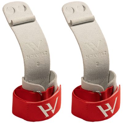 HOLVIST Gymnastics Grips | Leather Made Dowel Gymnastic Grips | Gymnastics Grips for Girls 10-12 | Hook & Loop Gymnastics Grips for Girls 7-9 | 2 Hole Womens Gymnastics Hand Grips (4, Red)