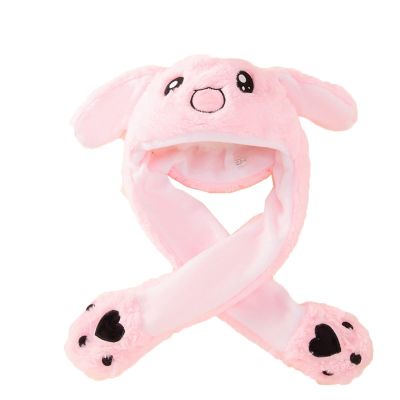 Winter Earflap Hat Toddler Girls Boys Cute Rabbit Ears Will Move Balloon Cap Velvet Thickened Net Red Hat Toys for Kids