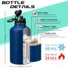 64OZ Insulated Water-Bottles with Straw - Spout Lid, Stainless Steel Metal Water Jug Keep Cold 48h/Hot 24h, Half Gallon Water Bottle w/Paracord Handle & Carry Sleeve Strap for Hiking Camping Sport view 4