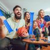 Yunsailing 96 Pcs Homecoming Noisemakers Team Spirit Accessories for Game Day Include Hand Clappers Cheerleading Pom Pom Thunder Stick Cheer Party Blower Plastic Whistle for Sport Fans(Blue) view 4