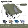 iClimb Low Ultralight Compact Camping Folding Chair with Side Pocket and Carry Bag (Green) view 3
