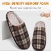 COFACE Mens Brown Khaki Flano Plaid Cozy Memory Foam Scuff Slippers Slip On Warm House Shoes Indoor/Outdoor With Best Arch Support Size 9 view 4