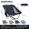 iClimb Low Ultralight Compact Camping Folding Chair with Side Pocket and Carry Bag (Black) view 3