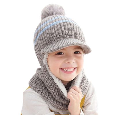 Girls Winter Hat Baby Warm Kids Ski Caps Scarf Windproof Knitted Hood Cycling Earflap Winter Hat Thermal Thick Hat