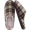 COFACE Mens Brown Khaki Flano Plaid Cozy Memory Foam Scuff Slippers Slip On Warm House Shoes Indoor/Outdoor With Best Arch Support Size 10 view 3