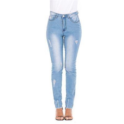 Maiyifu-GJ Women's Double Breasted High Waist Jeans Stretch Butt Lifting Button Down Denim Pants Retro Skinny Jean Trousers (Light Blue,Small)