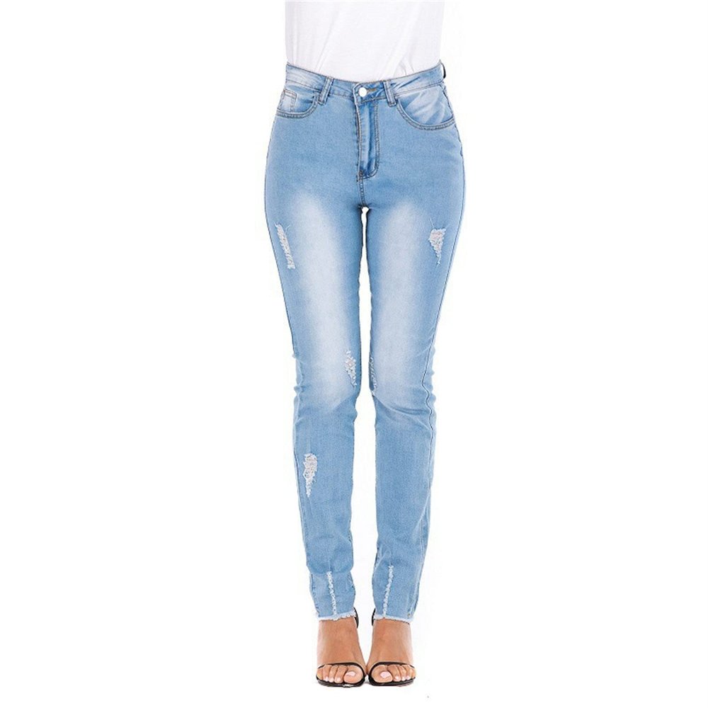 Maiyifu-GJ Women's Double Breasted High Waist Jeans Stretch Butt Lifting Button Down Denim Pants Retro Skinny Jean Trousers (Light Blue,Small)