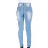 Maiyifu-GJ Women's Double Breasted High Waist Jeans Stretch Butt Lifting Button Down Denim Pants Retro Skinny Jean Trousers (Light Blue,Small) view 3