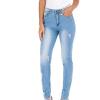 Maiyifu-GJ Women's Double Breasted High Waist Jeans Stretch Butt Lifting Button Down Denim Pants Retro Skinny Jean Trousers (Light Blue,Small) view 4