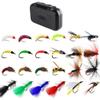Qievcrme Fly Fishing Flies Kit 40/137pcs Dry/Wet Flies Assortment Nyphms Popper Streamer for Trout Bass Steelhead Fish+ Fly Box (65Pcs-24 Mixed Styles) view 1