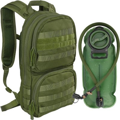 MARCHWAY Tactical Molle Hydration Pack with 3L TPU Water Bladder, Military Backpack for Backpacking, Hiking, Running, Cycling (Green)