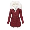 TIMIFIS Womens Coats Plus Size Overcoats with Fur Hood Fleece Chunky Jackets Zipper Button Outerwear Winter Warm Parka 3X-Large view 1