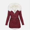 TIMIFIS Womens Coats Plus Size Overcoats with Fur Hood Fleece Chunky Jackets Zipper Button Outerwear Winter Warm Parka 3X-Large view 2