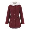 TIMIFIS Womens Coats Plus Size Overcoats with Fur Hood Fleece Chunky Jackets Zipper Button Outerwear Winter Warm Parka 3X-Large view 3
