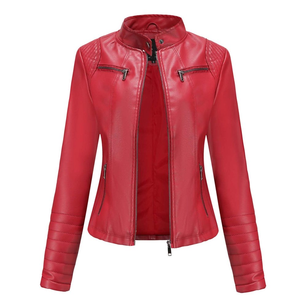 HINDOLA Womens Faux Leather Short Motorcycle Jacket Winter Fashion Moto Biker Casual Coat