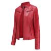 HINDOLA Womens Faux Leather Short Motorcycle Jacket Winter Fashion Moto Biker Casual Coat view 2