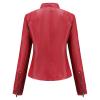 HINDOLA Womens Faux Leather Short Motorcycle Jacket Winter Fashion Moto Biker Casual Coat view 3
