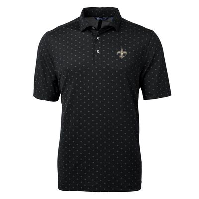 Cutter & Buck Men's Black New Orleans Saints Virtue Eco Pique Tile Print Polo