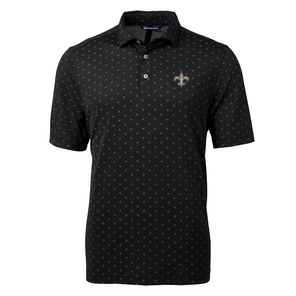 Cutter & Buck Men's Black New Orleans Saints Virtue Eco Pique Tile Print Polo