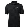 Cutter & Buck Men's Black New Orleans Saints Virtue Eco Pique Tile Print Polo view 1