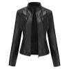 HINDOLA Womens Faux Leather Short Motorcycle Jacket Winter Fashion Moto Biker Casual Coat view 1