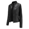 HINDOLA Womens Faux Leather Short Motorcycle Jacket Winter Fashion Moto Biker Casual Coat view 2