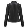 HINDOLA Womens Faux Leather Short Motorcycle Jacket Winter Fashion Moto Biker Casual Coat view 3