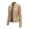 HINDOLA Womens Faux Leather Short Motorcycle Jacket Winter Fashion Moto Biker Casual Coat view 2