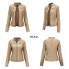 HINDOLA Womens Faux Leather Short Motorcycle Jacket Winter Fashion Moto Biker Casual Coat view 3